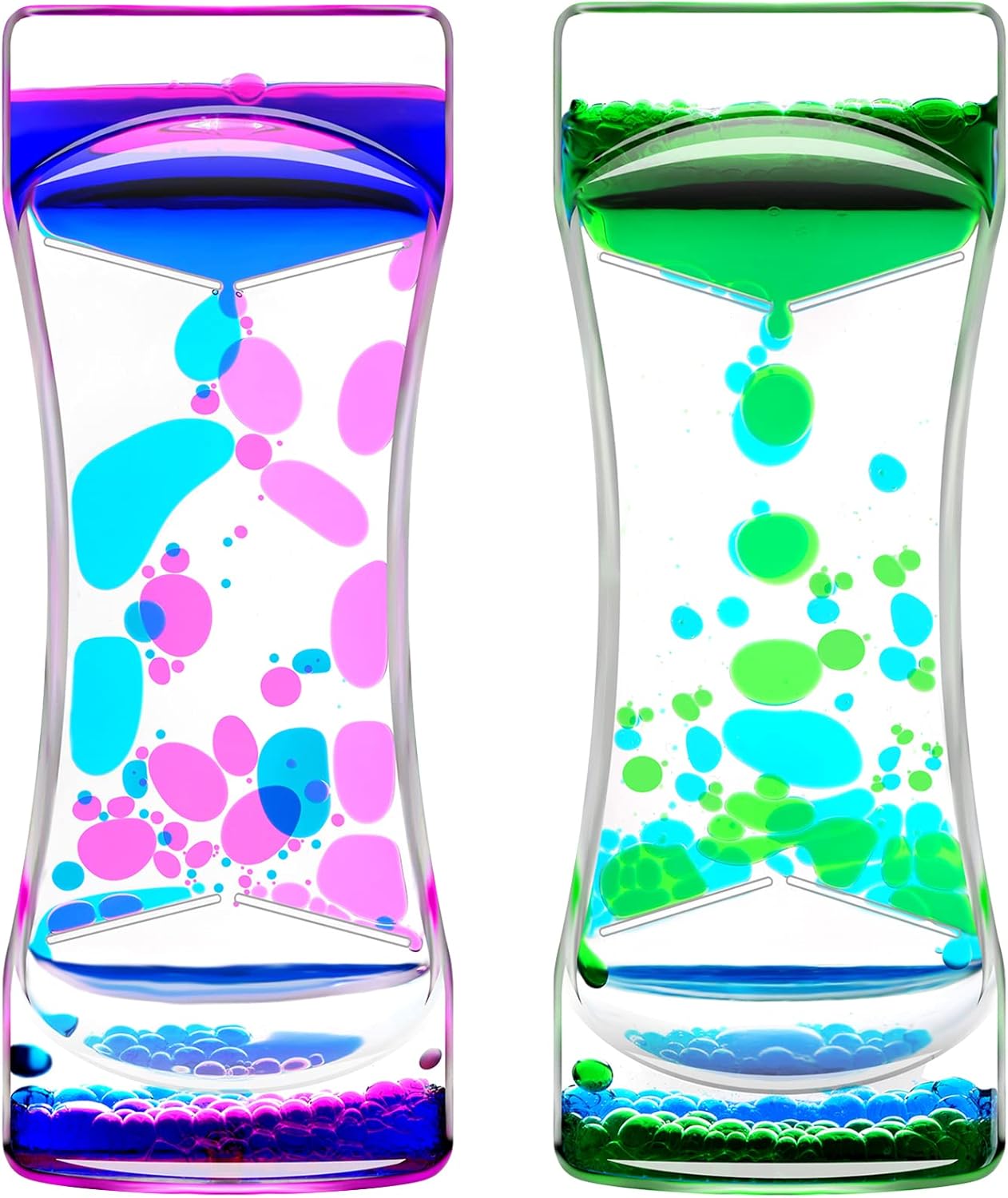 Liquid Motion Bubbler Timer Set of 2 for Sensory Toys, Drop Oil Water Timers for Fidget Toy, Autism Toys, Relaxing Activity, Home Office Desk Toys, Christmas Stocking Filler Gift