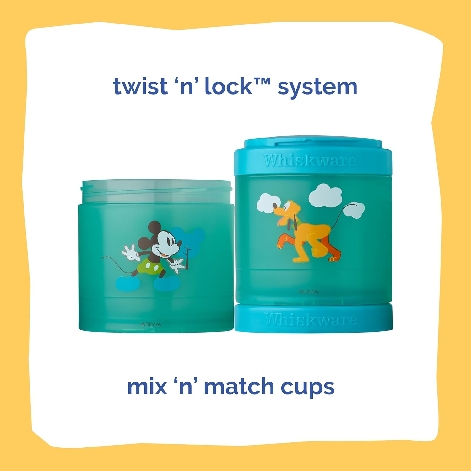 Whiskware Disney Stackable Snack Containers for Kids and Toddlers, 3 Stackable Snack Cups for