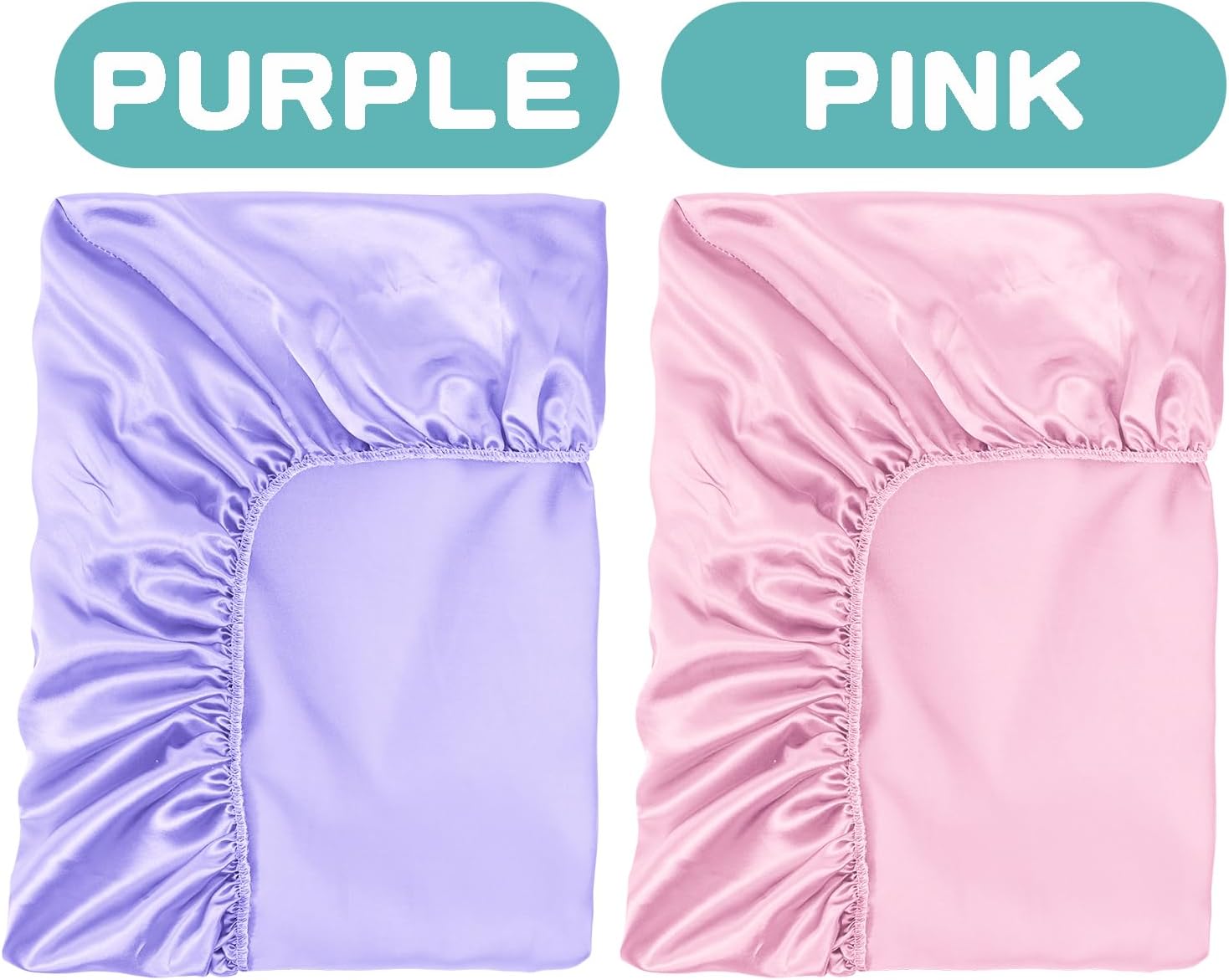 2 Pack Satin Soft Crib Sheet for Baby with Sensitive Hair Silky Baby Mattress Sheet Pink and Violet