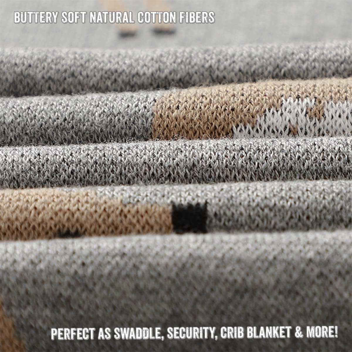 Knit Baby Swaddle Blanket - 100% Cotton Soft Cozy Receiving Swaddling Crib Stroller Quilt Blanket