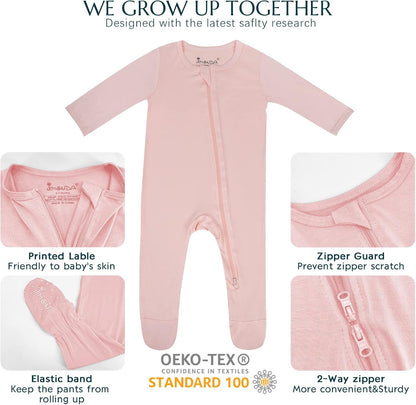 Jimonda Baby Romper Boys Girls Bamboo Pajamas 2-Way Zipper Footed Unisex Zip-Up Sleepers Sleep and Play pjs