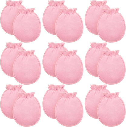 9 Pairs Newborn Baby Boys Girls Mittens 0-6 Months Infant Toddler Mittens No Scratch Solid Color Gloves