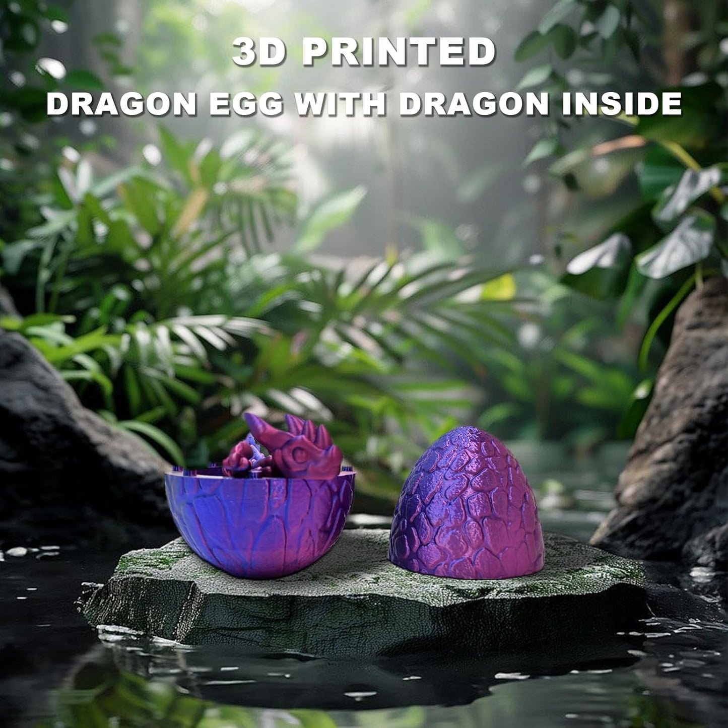 Dragon Eggs with Dragon Inside, 12" Full Articulated 3D Printed Dragon Fidget Toys, Home/Office Decor Executive Desk Toys Xmas/Easter Gift for Kids Dragon Lovers (Multicolors)