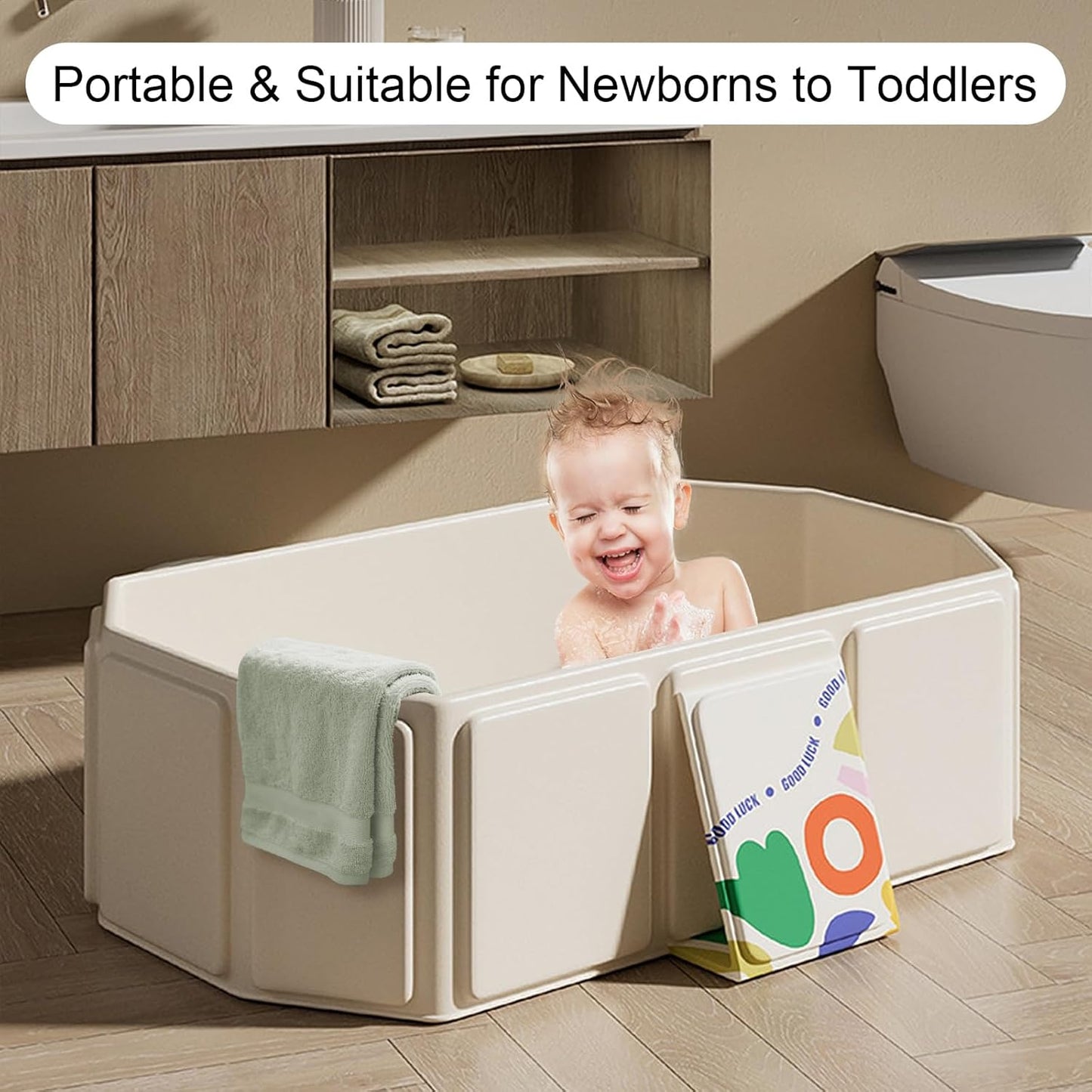 Collapsible Baby Bathtub, Portable & Foldable Bathtub for Newborns to Toddlers, Easy to Store