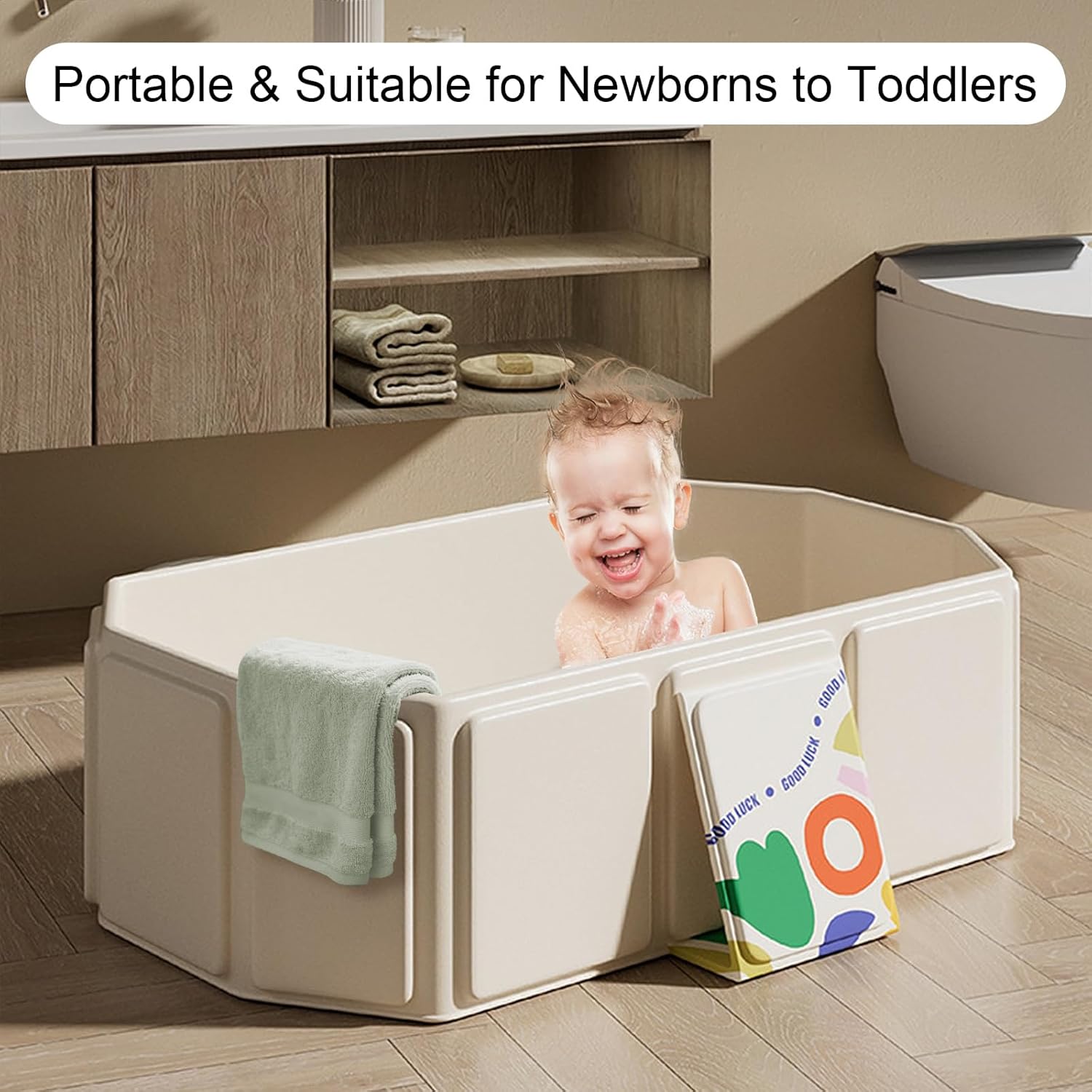 Collapsible Baby Bathtub, Portable & Foldable Bathtub for Newborns to Toddlers, Easy to Store