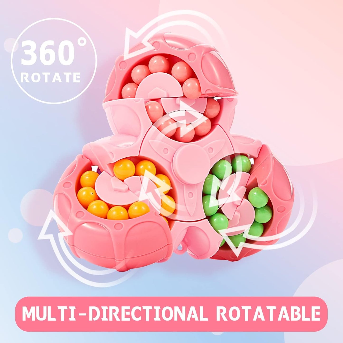 3 PCS Magic Cube Bean Puzzle,Rotate and Puzzle,Stress and Anxiety Relief Fidget Toys,Brain Teasers Travel Games for Kids,Teens,and Adults,Pop Birthday Gifts(Individually Gift Boxed)