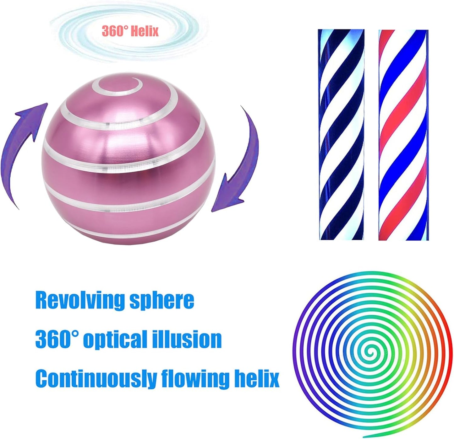 Desk-Toys for Fidget Kinetic-Cool-Gadgets: Cool-Stuff for Kid Children Teen Adult, Optical-Illusion Toy for Office School Home Women Men Christmas Stress-Relief-Gifts 180 Seconds Spinning