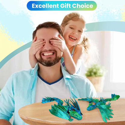 3D Printed Dragon with Wings,3D Printed Animals Toy,3D Printed Flexible Dragons,Crystal Dragon Fidget Toys,Full Articulated Dragon Crystal Dragon ,Adults Fidget Toys for Autism ADHD,Home Office Decor