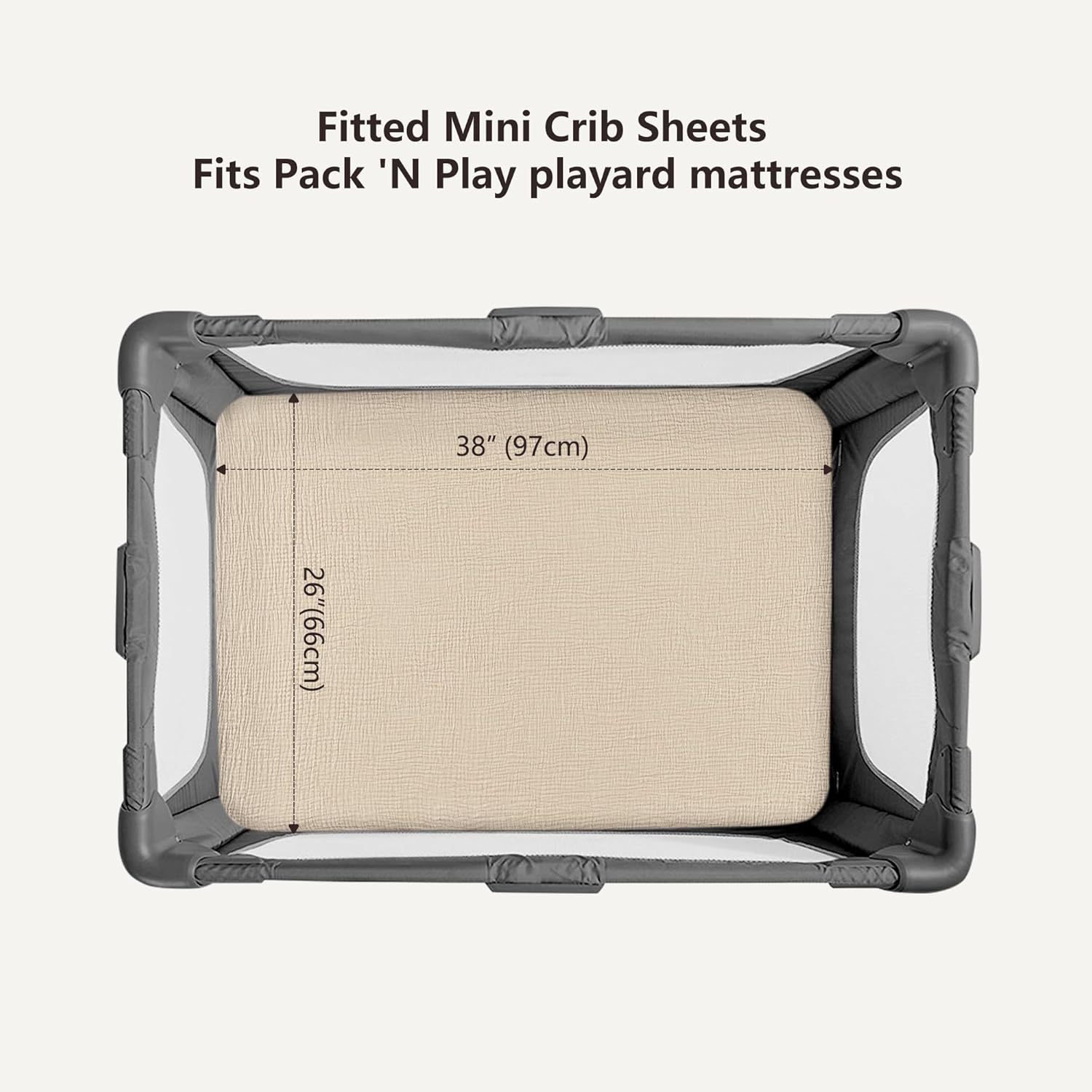 Bearmoss Muslin Mini Crib Sheets for Pack N Play Mattress - 100% Cotton - 38"x24" Soft Breathable
