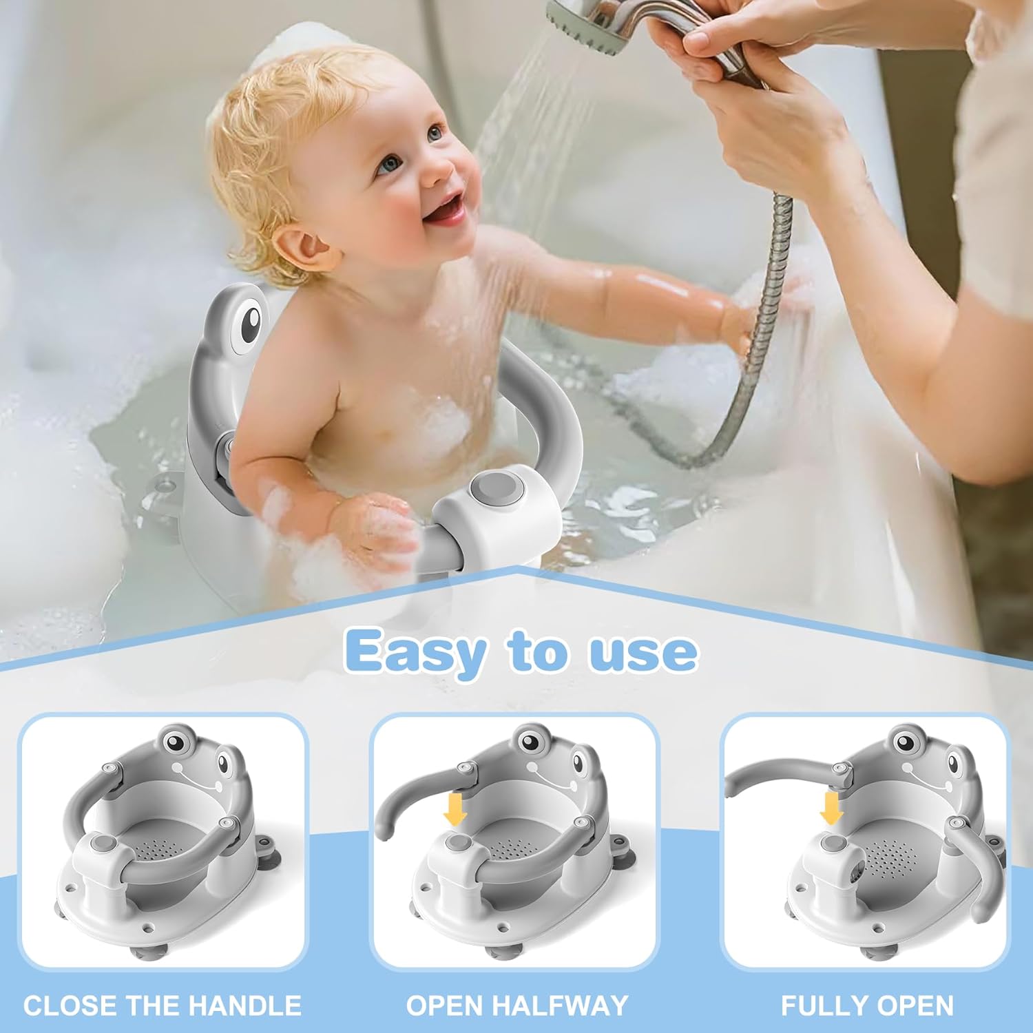 Baby Bath Seat for Babies 6 Months & up Non-Slip Toddler Bath Seats for Sitting Up Infant Bathtub