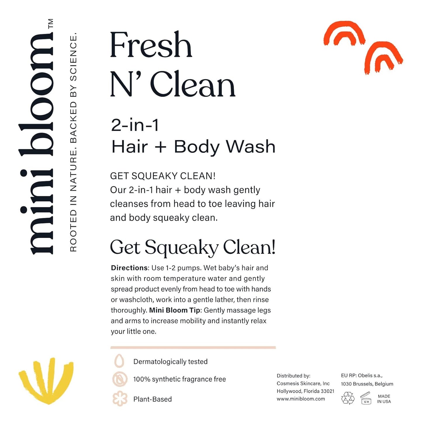Fresh N’ Clean 2-in-1 Hair + Body Wash | Shampoo Sulfate-Free | Baby & Kid Safe | Gently Cleanses