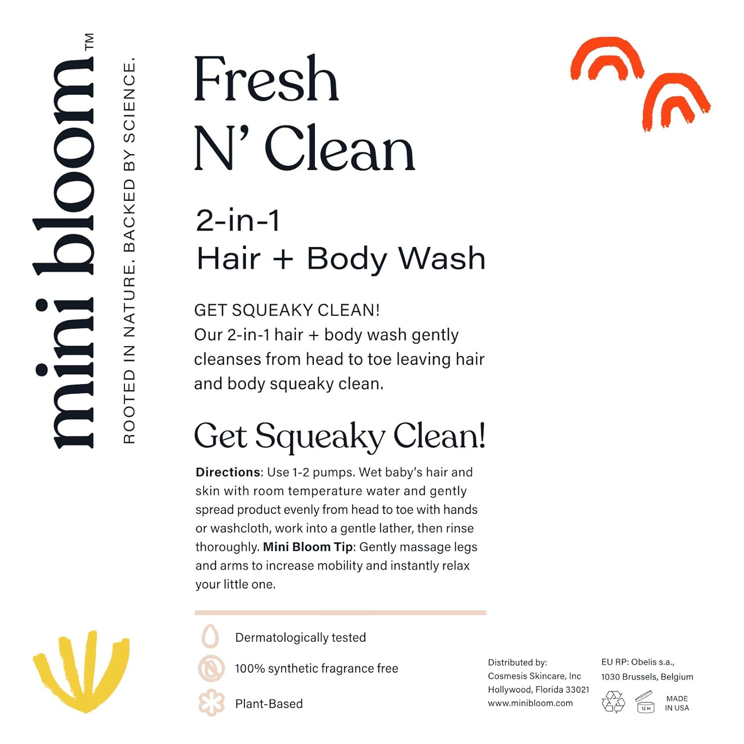 Fresh N’ Clean 2-in-1 Hair + Body Wash | Shampoo Sulfate-Free | Baby & Kid Safe | Gently Cleanses