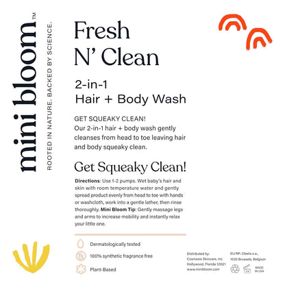 Fresh N’ Clean 2-in-1 Hair + Body Wash | Shampoo Sulfate-Free | Baby & Kid Safe | Gently Cleanses