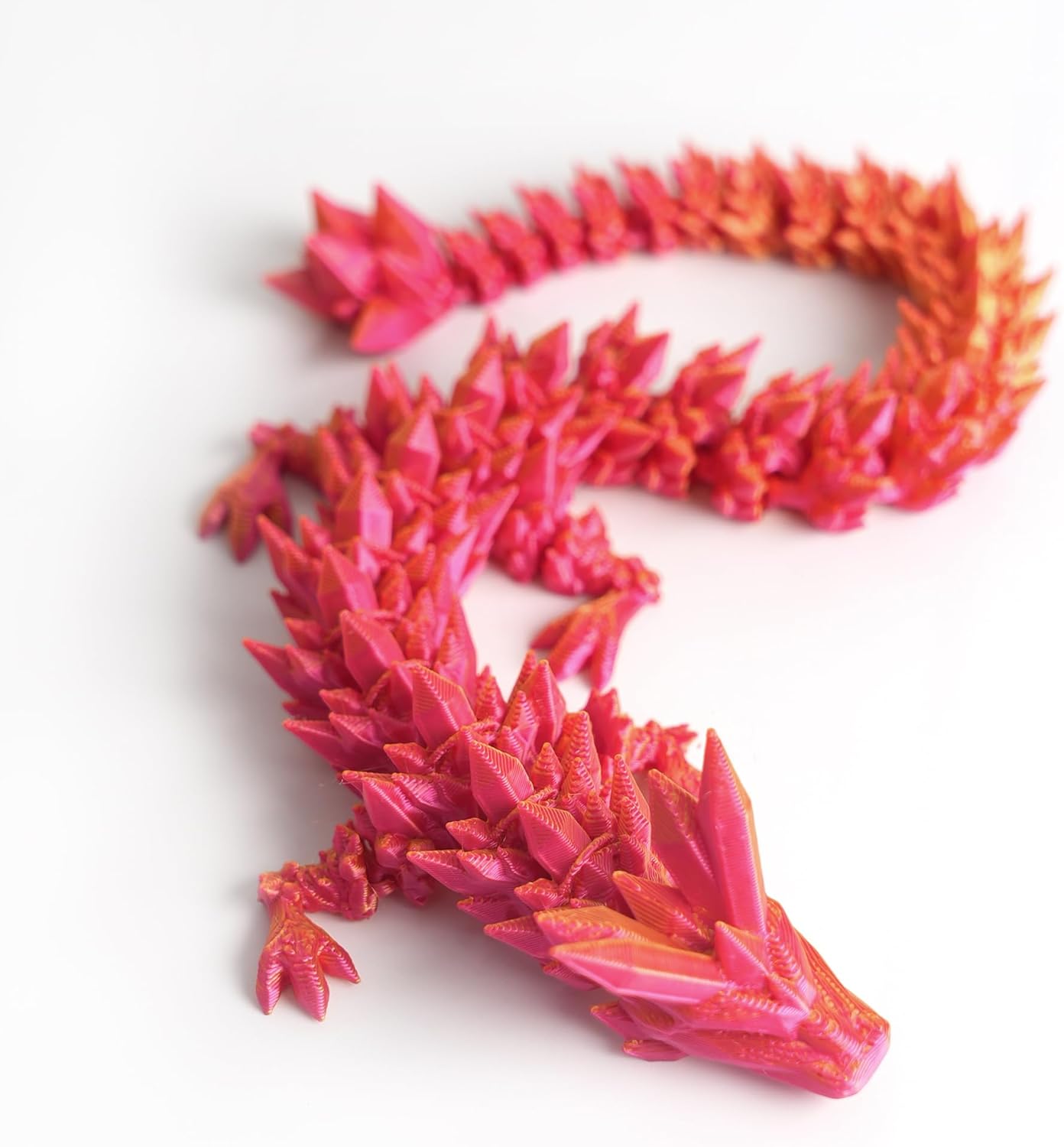 Dragon Egg - 3D Printed Egg with Flexible Pearly Sheen Dragon Inside, 3D Printed Surprise Gift, Articulated Dragon Egg Fidget Toy, Decor (12” Dragon,Red Mix Gold)