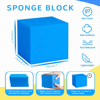 Foam Pit Cubes - 36 PCS 5 Inches Gymnastics Foam Blocks Trampoline Blocks, Multi-Sport Protective Padding for Gymnastics, Trampoline, Parkour, Skate Parks & BMX- Pink & Yellow & Dark Blue