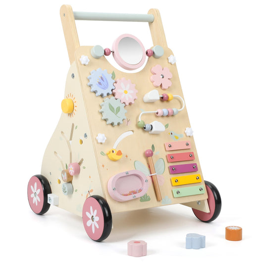 Pithfor Wooden Baby Walker, Baby Push Walker, Push Walker Toys for Babies Learning to Walk &