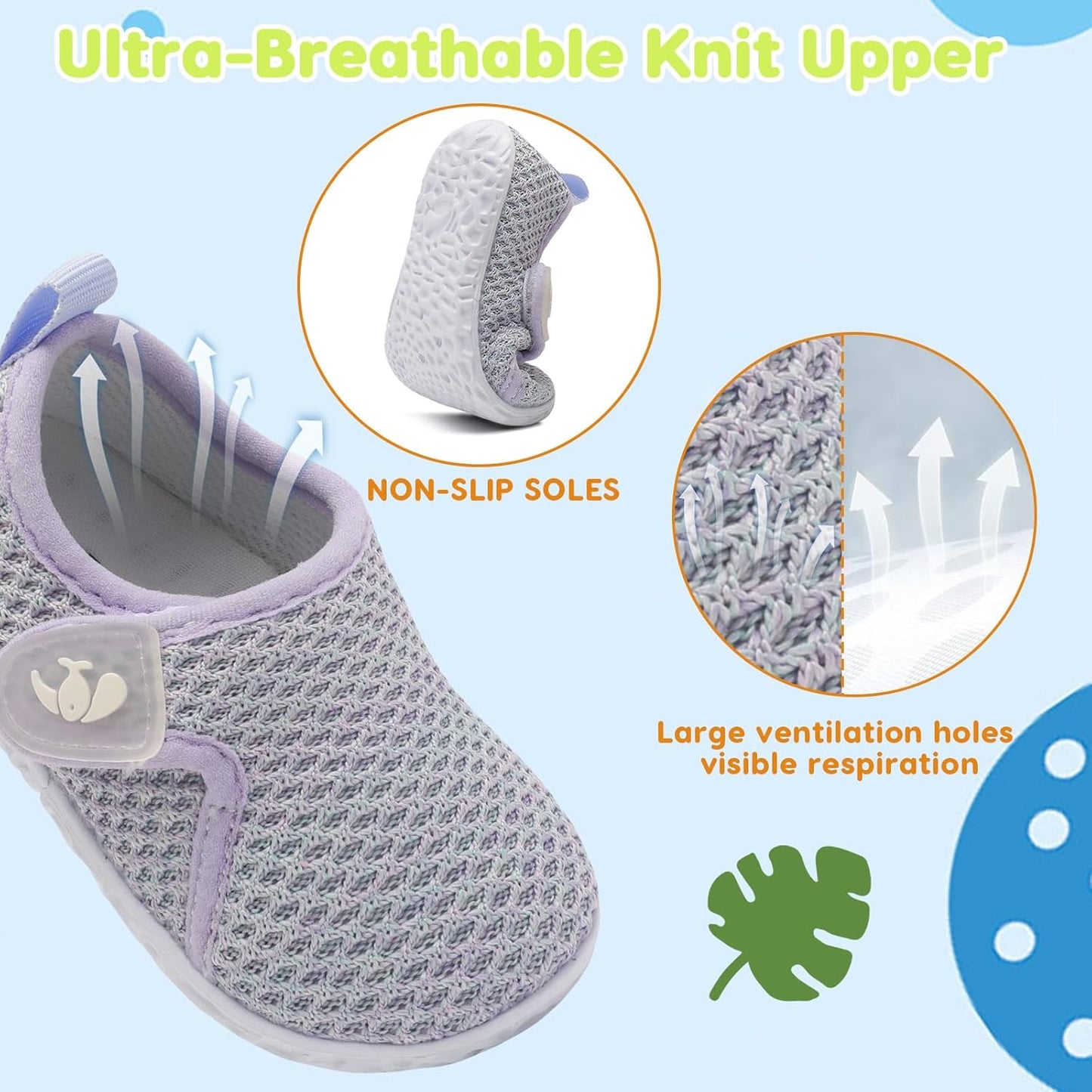 FEETCITY Baby Boys Girls First Walking Shoes Infant Sneakers Crib Shoes Breathable Lightweight Slip On Shoes