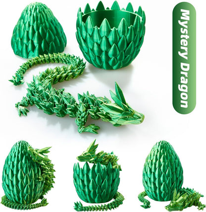 12inch 3D Printed Dragon Egg,Mystery Crystal Dragon Fidget Toys,Articulated Dragon,Home Desk Decor Easter Surprise Dinosaur Eggs,Adults Fidget Toys for Autism/ADHD (Turquoise)