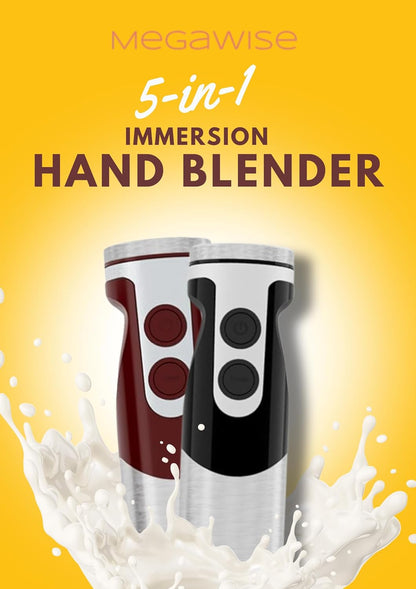 MegaWise Pro Titanium Reinforced 5-in-1 Immersion Hand Blender, Powerful 400W with 80% Sharper