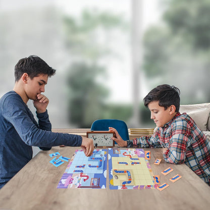 Logical Puzzle,Sequence Matching Game,with Game Cards（30 Scenes）,Classic Path Planning Game,STEM Educational Toys,Family Game,Logic Labyrinth Games for Adults and Kids(2 Puzzles).