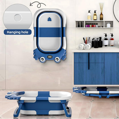 Collapsible Baby Bathtub for Newborns to Toddler with Real-time Temp Monitor & Floating