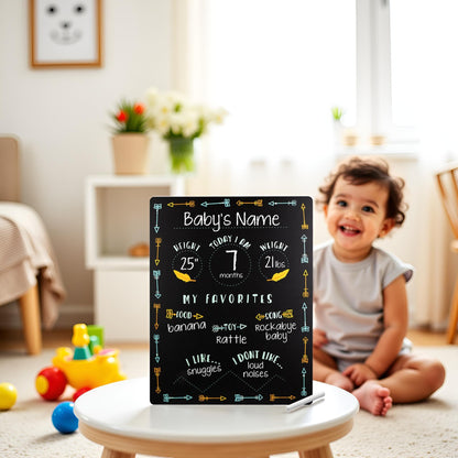 Tiny Idea’s Arrows Baby Milestone Chalkboard, Gender-Neutral Baby Photo Prop, Baby Décor Accessory
