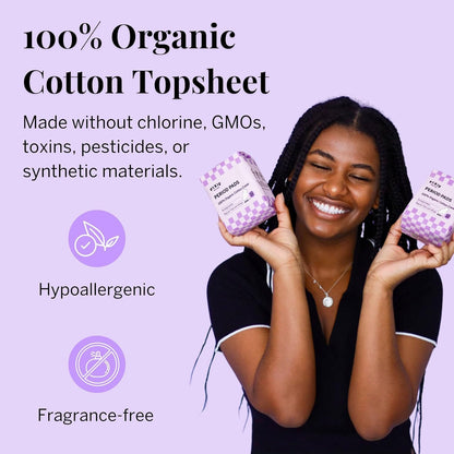 Pixie Organic Cotton Pads for Women - Ultra Thin with Wings, Leak-Proof & Moisture-Wicking - Compostable, Unscented Menstrual Pads - Regular Absorbency - 12 Count