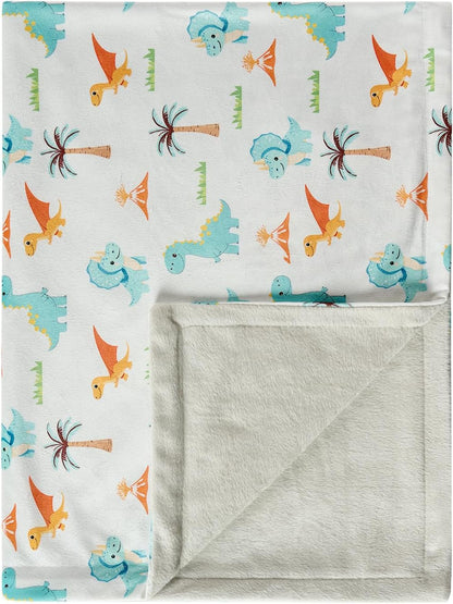 Baby Blanket 30x40 Inches Soft Double Layer Fleece Throw with Multicolor Dinosaur Gender Neutral Crib Blanket for Infant, Toddler, Newborn Baby Girl or Boy Shower Gift