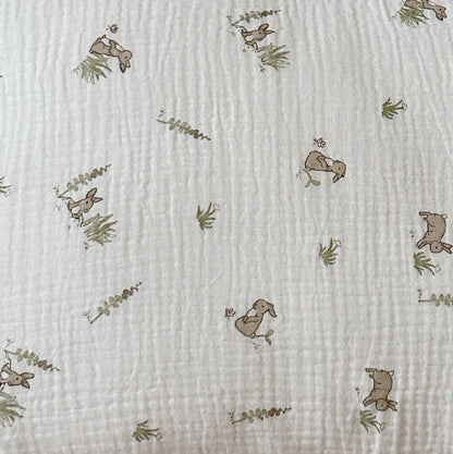 BuLuTu Muslin Toddler Pillowcase for Toddler Bed, Soft Breathable Standard Size Pillow Cover 20"x26", Animal Gray Bunny Toddler Pillow Case for Girls Boys Kids 1 2 3 4 5 6 Year Old, Envelope Closure
