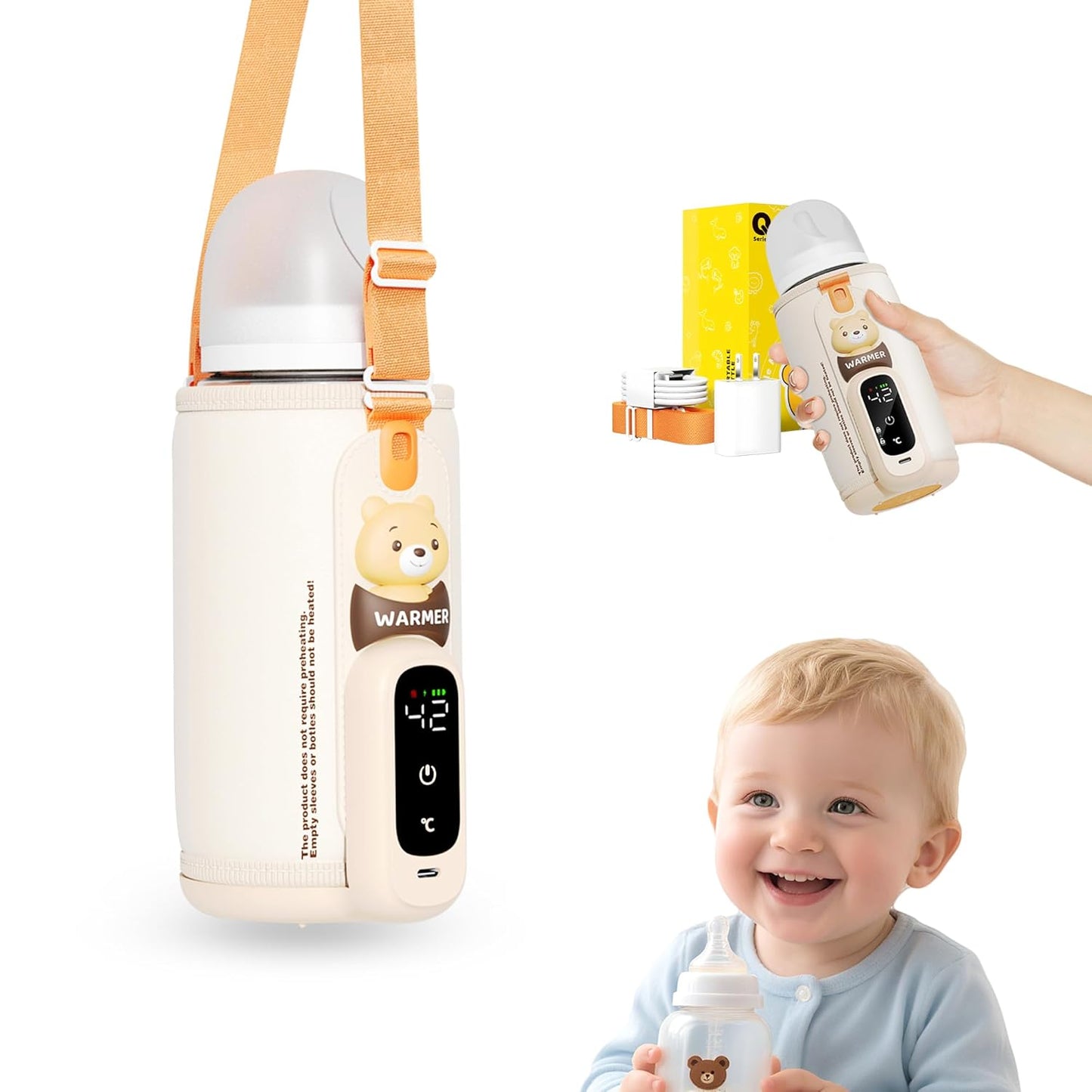 Portable Bottle Warmer for Breastmilk & Formula, Baby Rapid Milk Warmer, Accurate Temperature