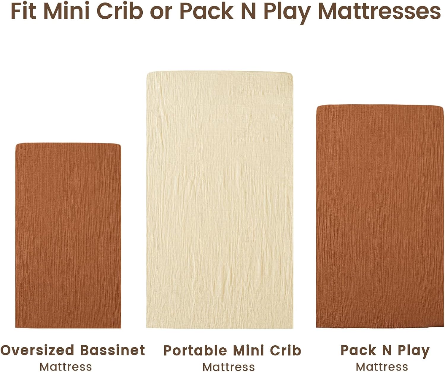 david's kids Muslin Mini Crib Sheets, 2 Pack Cotton Pack N Play Sheets for Boys Girls Neutral, Soft