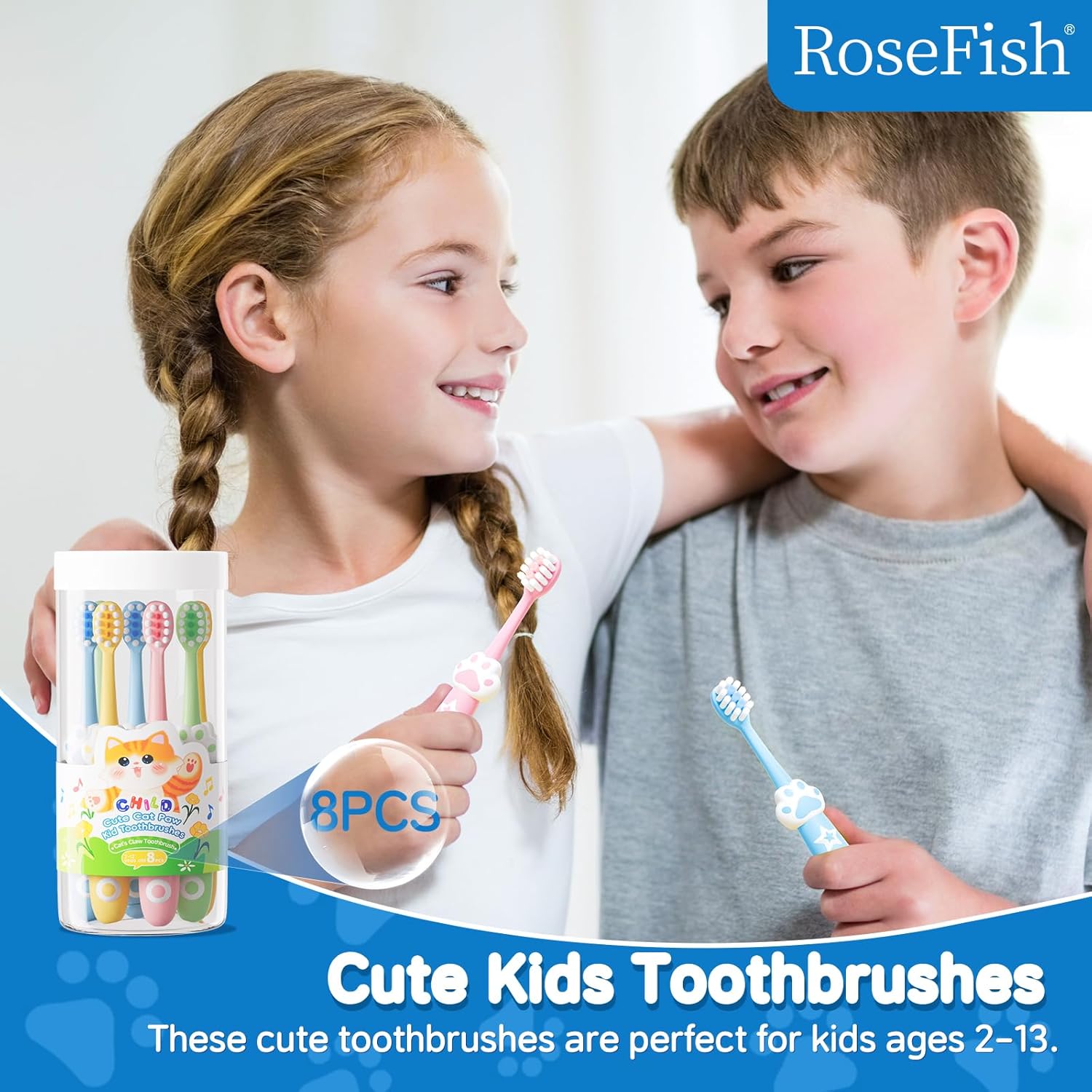 8 Pack Kids Toothbrushes Extra Soft Toddler Toothbrush 2-8 Years Children Manual Toothbrushes for