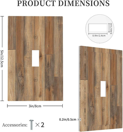 Decorative Light Switch Cover Retro Rustic Brown Wood Grain 1 Gang Single Toggle Device Electrical Faceplate Switchplates Decorator Outlet Wall Plate For Farmhouse Cabin Decor