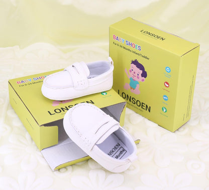 LONSOEN Baby Girls Boys Loafers Prewalker Dress Crib Shoes