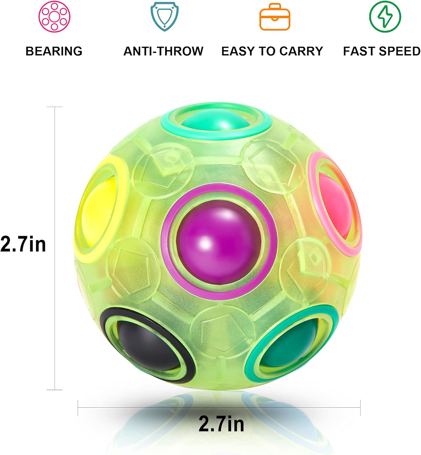 Vdealen Magic Rainbow Puzzle Ball, Fidget Ball Puzzle Brain Teaser Fidget Toy for Boys & Girls- Birthday Party Easter Valentines Day Christmas Stocking Stuffers for Kids Teen & Adults-2 Pack