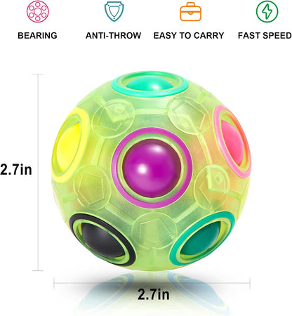 Vdealen Magic Rainbow Puzzle Ball, Fidget Ball Puzzle Brain Teaser Fidget Toy for Boys & Girls- Birthday Party Easter Valentines Day Christmas Stocking Stuffers for Kids Teen & Adults-2 Pack