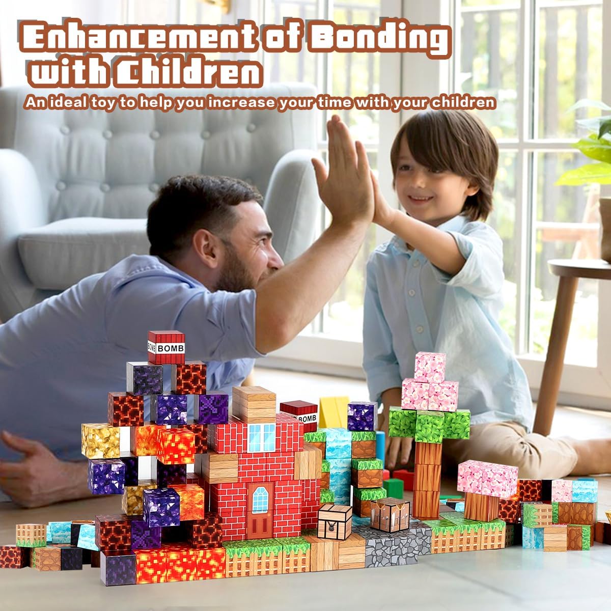 120PCS Magnetic Blocks - Building Toys for Boys Girls, 1'' Magnetic Cubes, STEM Sensory Toys, Christmas Birthday Gifts for Kids Ages 3 4 5 6 7 8 9