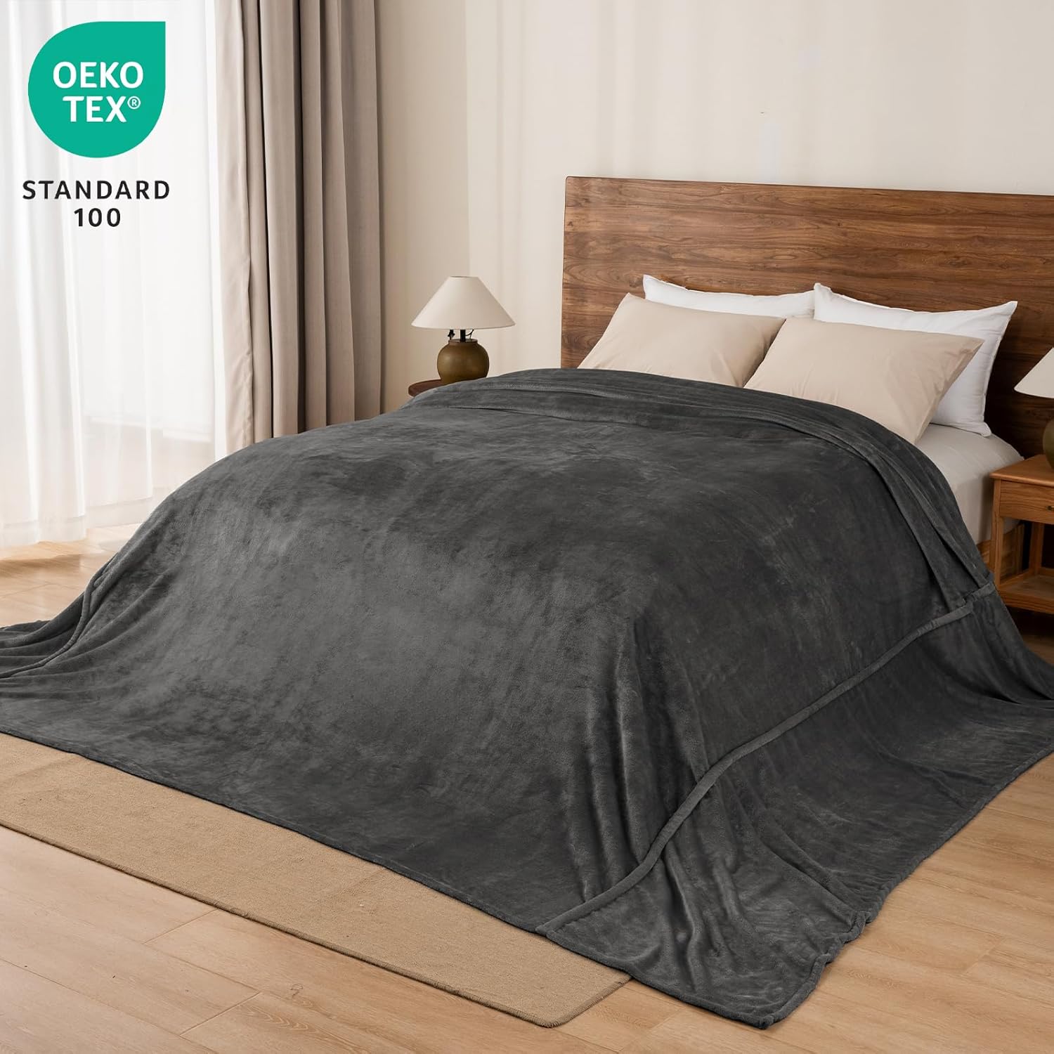 PHF Oversized King Fleece Blanket 120"x120", No Shed No Pilling Big Soft Blanket, Extra Large 10'x