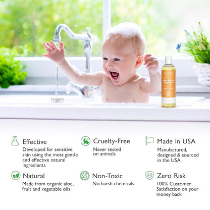 SoCal Suds & Company Baby Shampoo & Body Wash, 2-in-1 Organic Gel-Gentle Castile Soap with