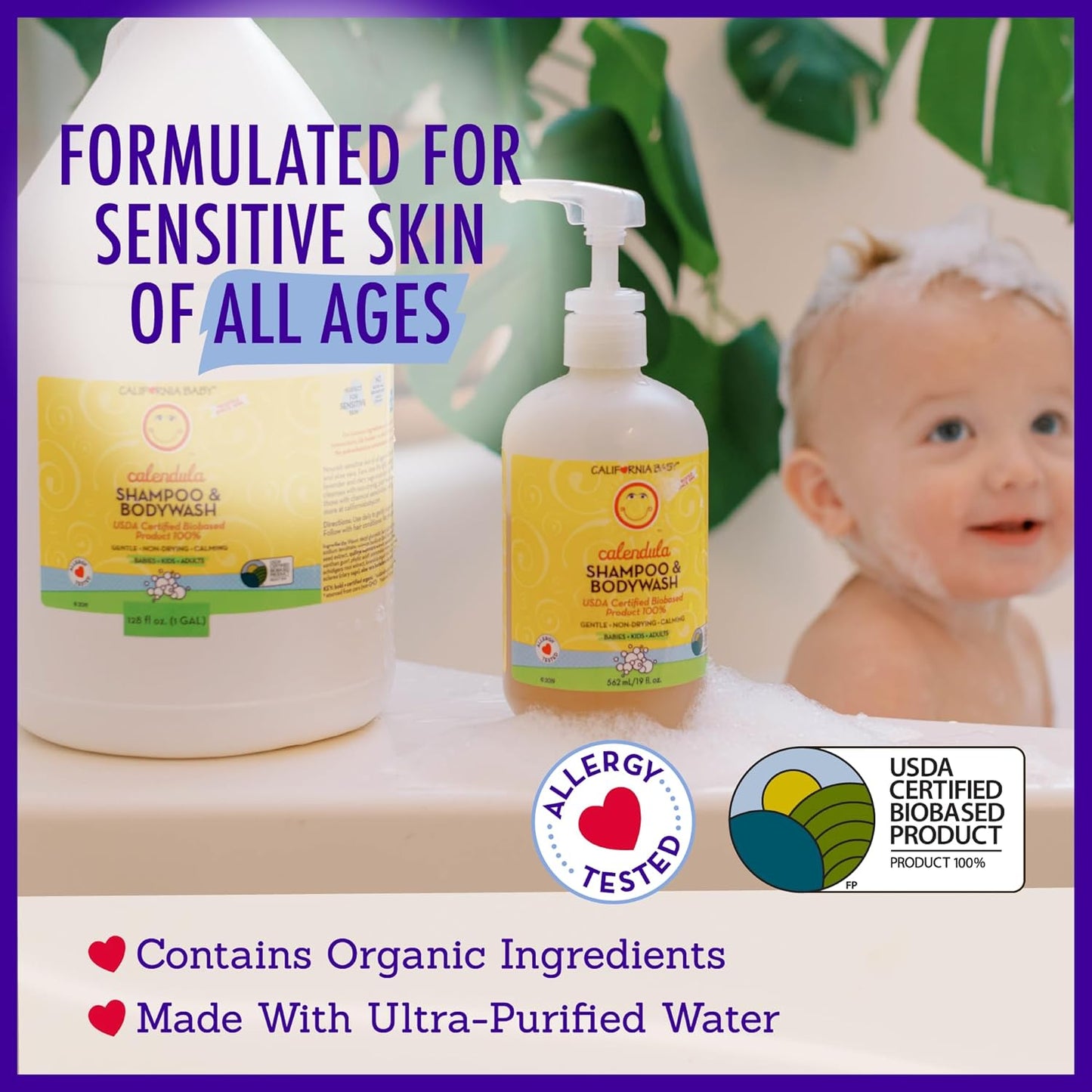 California Baby Calendula Baby Shampoo and Conditioner Set | 100% Plant-Based | 19oz Soothing