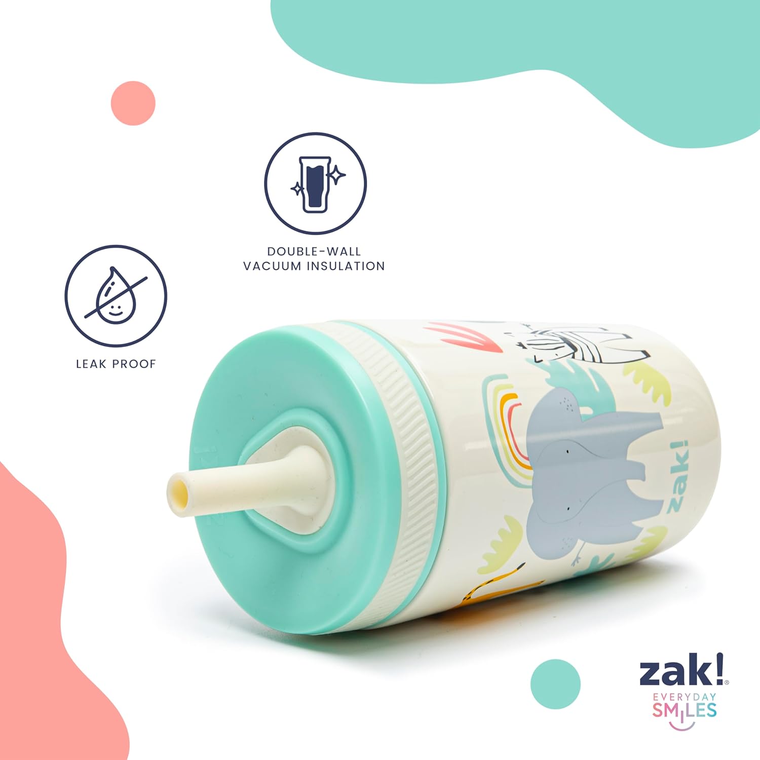 Zak Designs Disney Mickey Mouse Kelso Tumbler Set, Leak-Proof Screw-On Lid with Straw, Bundle for