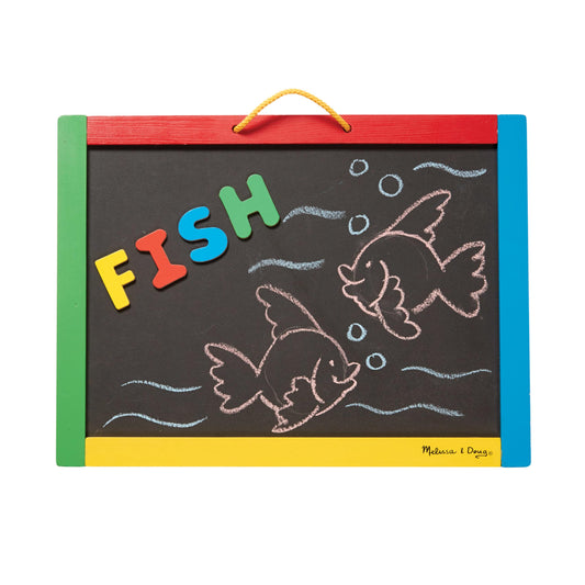 Melissa & Doug Magnetic Chalkboard and Dry-Erase Board with 36 Magnets (Numbers and Uppercase