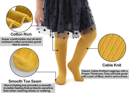 EPEIUS Baby Girl Tights Thick Cable Knit Leggings Stockings Cotton Pantyhose for Newborn Infant Toddler 3/4/5/6 Pack