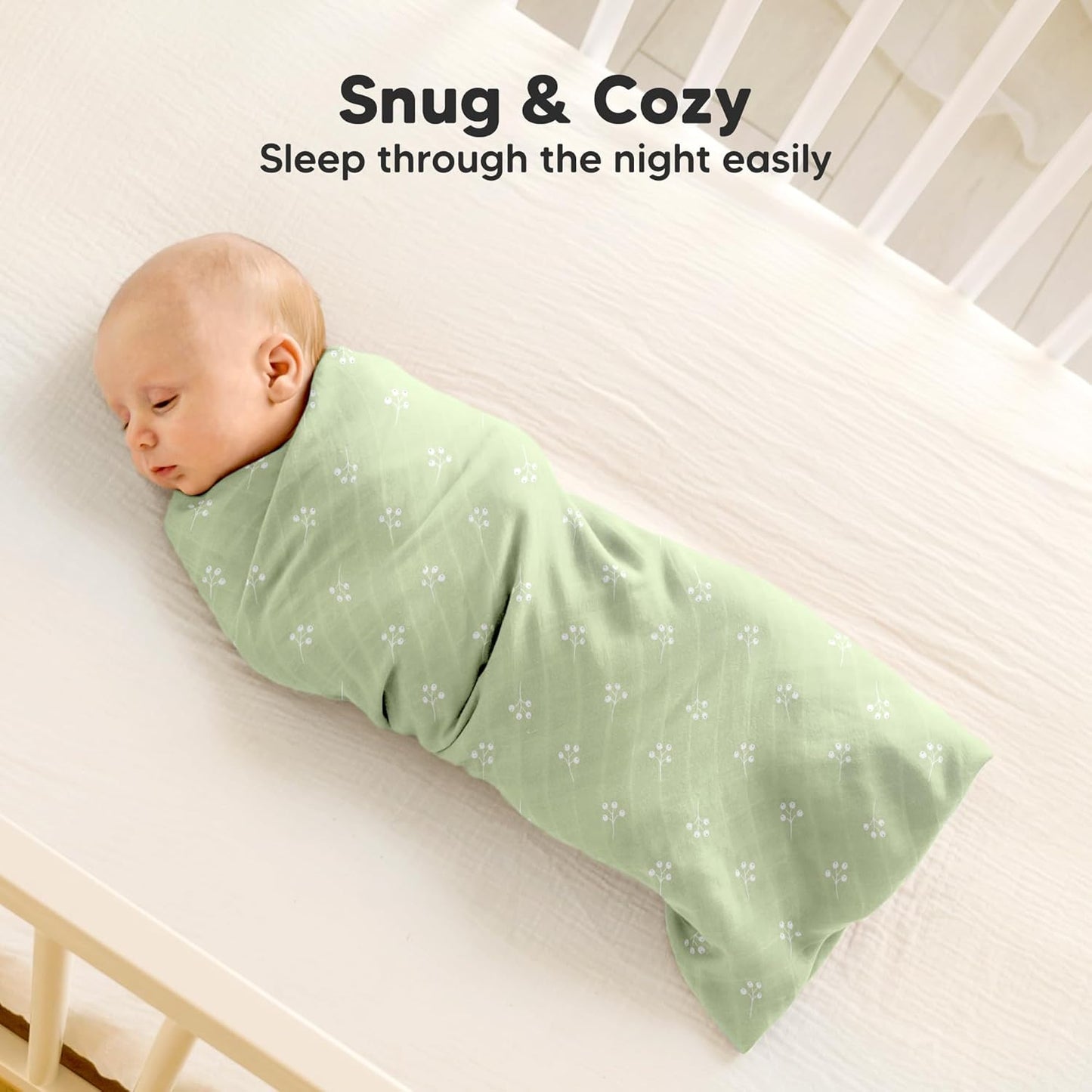4-Pack Muslin Swaddle Blankets for Boys, Girls - Organic Baby Swaddles for Newborns, Soft &