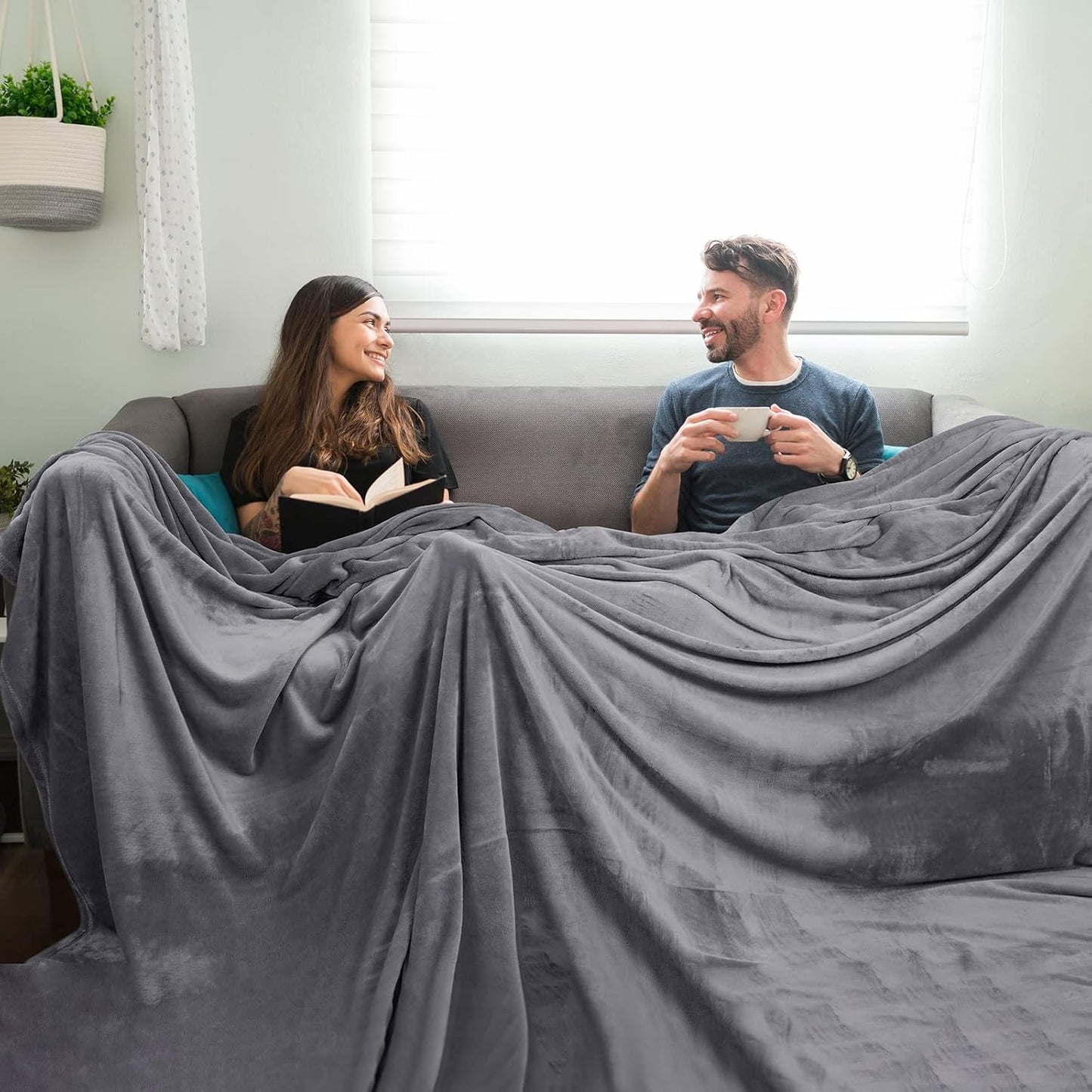 PHF Oversized King Fleece Blanket 120"x120", No Shed No Pilling Big Soft Blanket, Extra Large 10'x