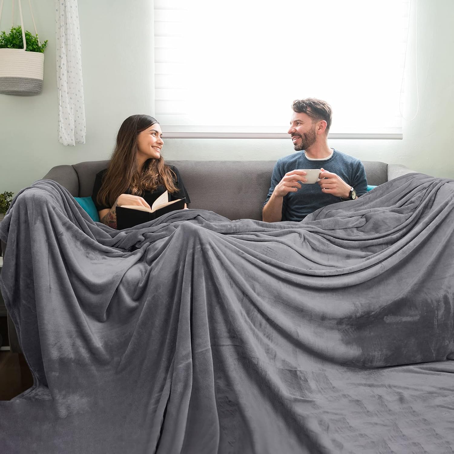 PHF Oversized King Fleece Blanket 120"x120", No Shed No Pilling Big Soft Blanket, Extra Large 10'x