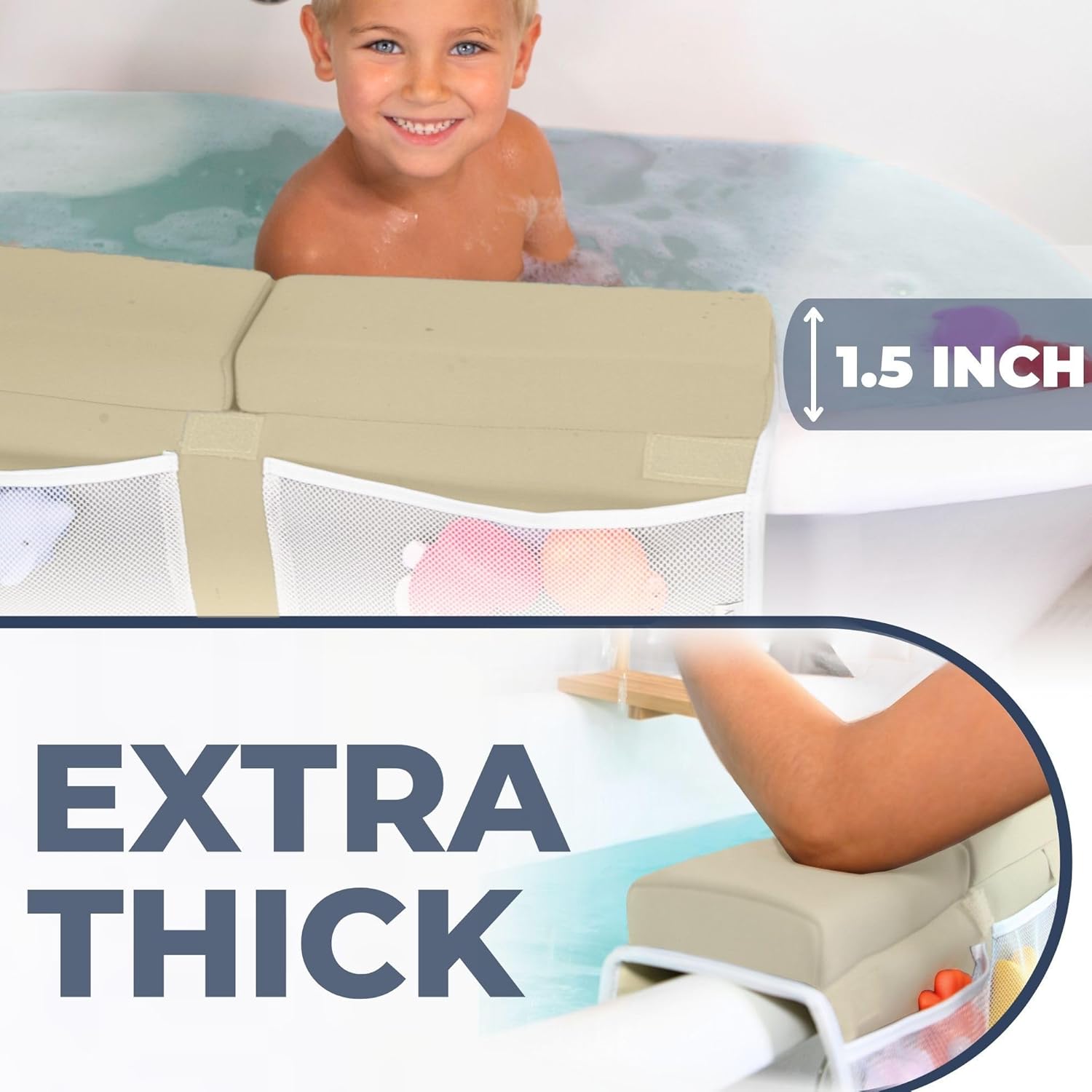 Comfortable Baby Bath Kneeler and Elbow Rest Pad Set – Thick Memory Foam Bath Kneeling Pad with