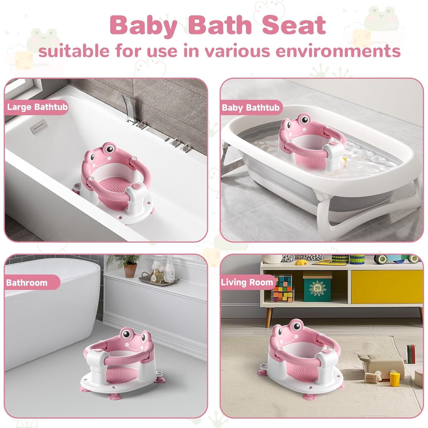 Baby Bath Seat for Babies 6 Months & up Non-Slip Toddler Bath Seats for Sitting Up Infant Bathtub