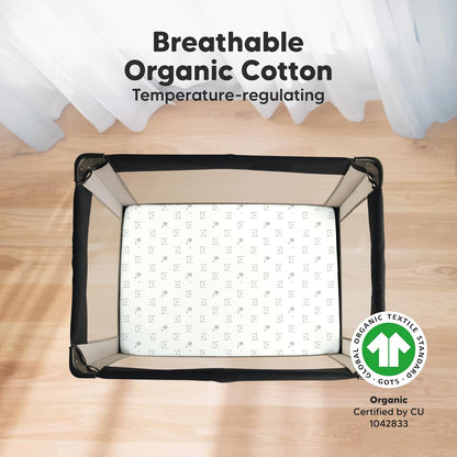 2-Pack Mini Crib Sheets Fitted - 38x26 Pack N Play Sheets for Pack and Play Mattress, Organic