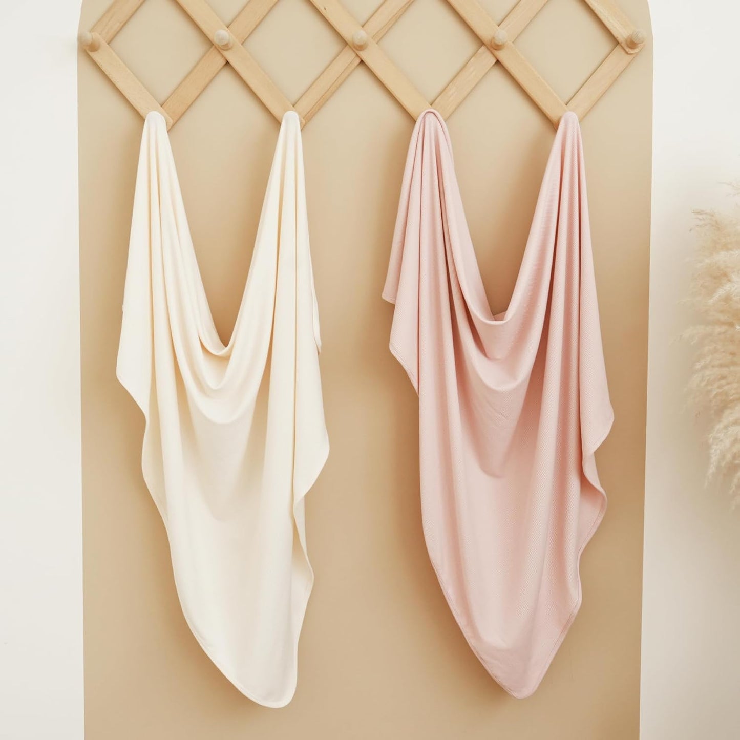 Konssy Knit Baby Blanket 2 Pack, Soft Ribbed Swaddle Receiving Blankets for Boys & Girls